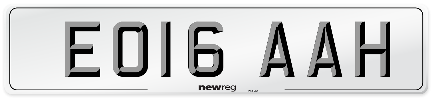 EO16 AAH Number Plate from New Reg